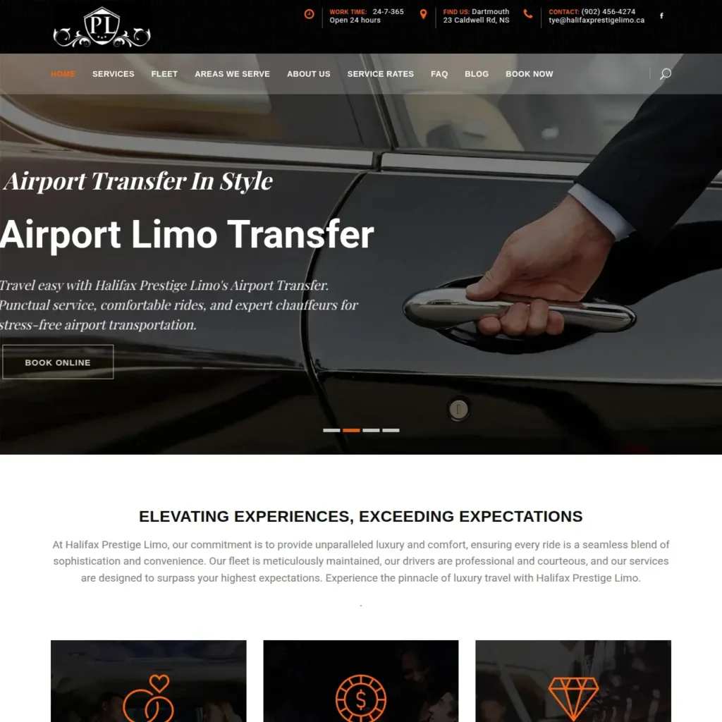 Halifax Prestige Limo Website Built By RM Web Designs