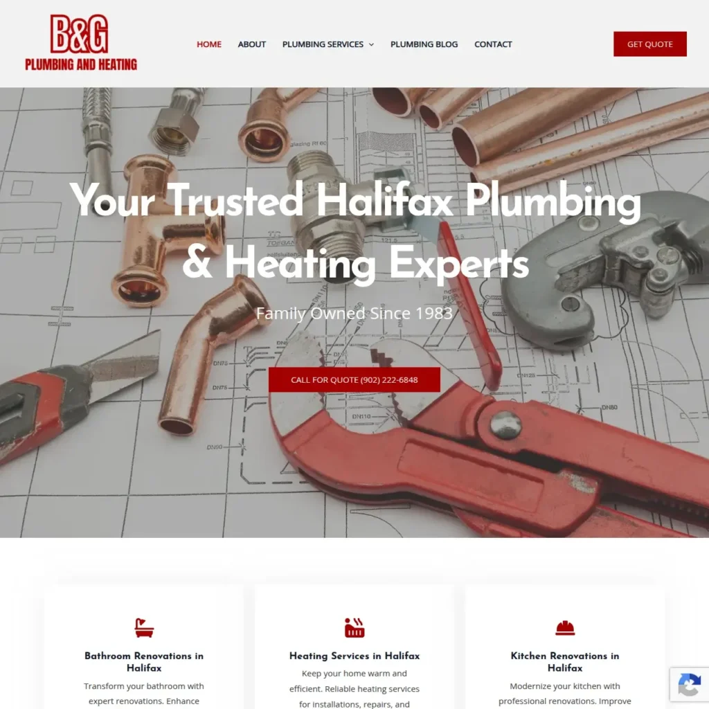 B & G Plumbing Website Built By RM Web Designs